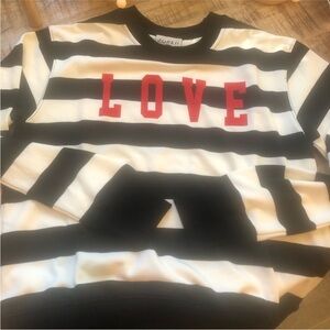 Black and White Striped Sweatshirt with 'LOVE'